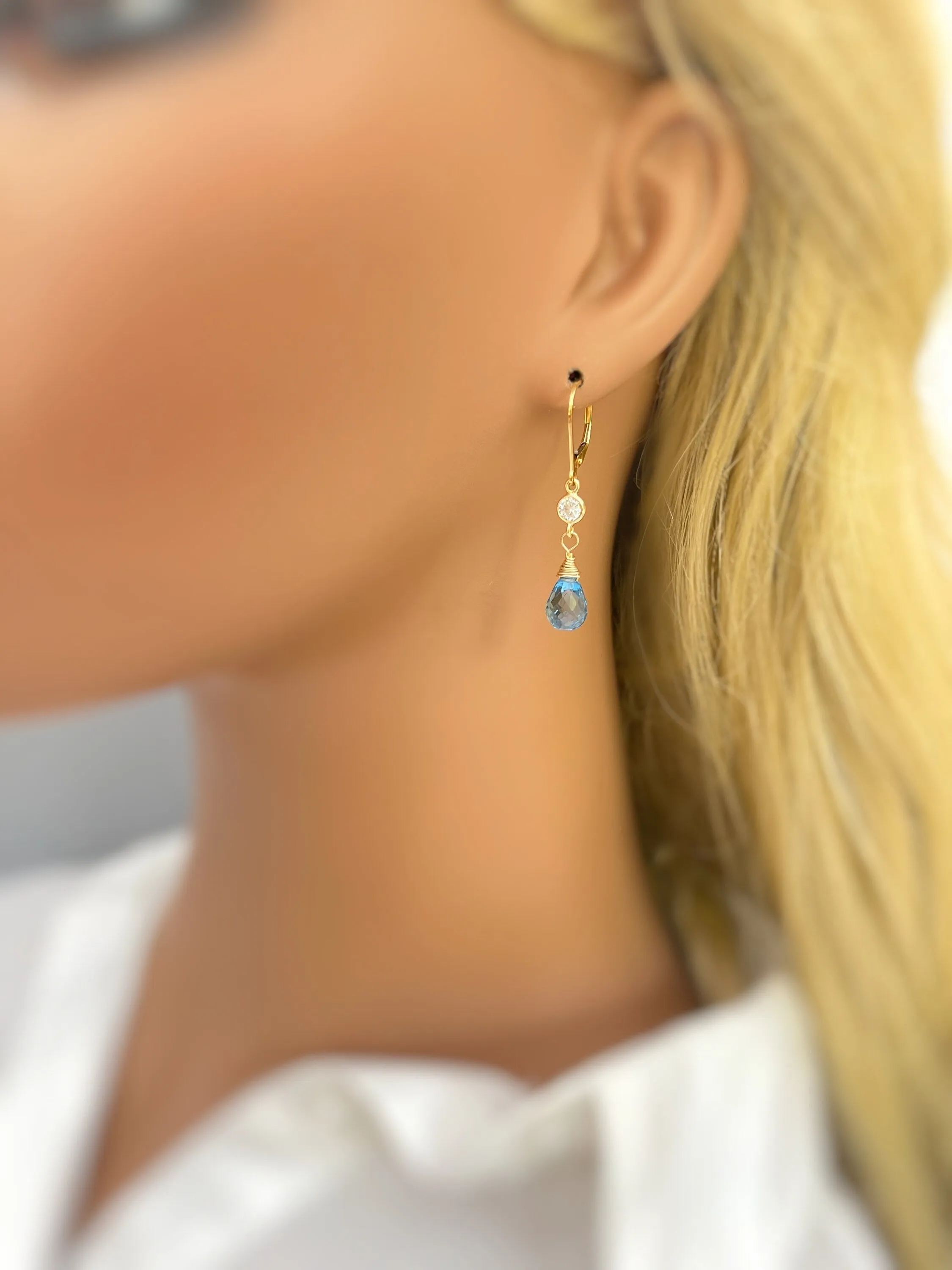 Swiss Blue Topaz earrings dangle