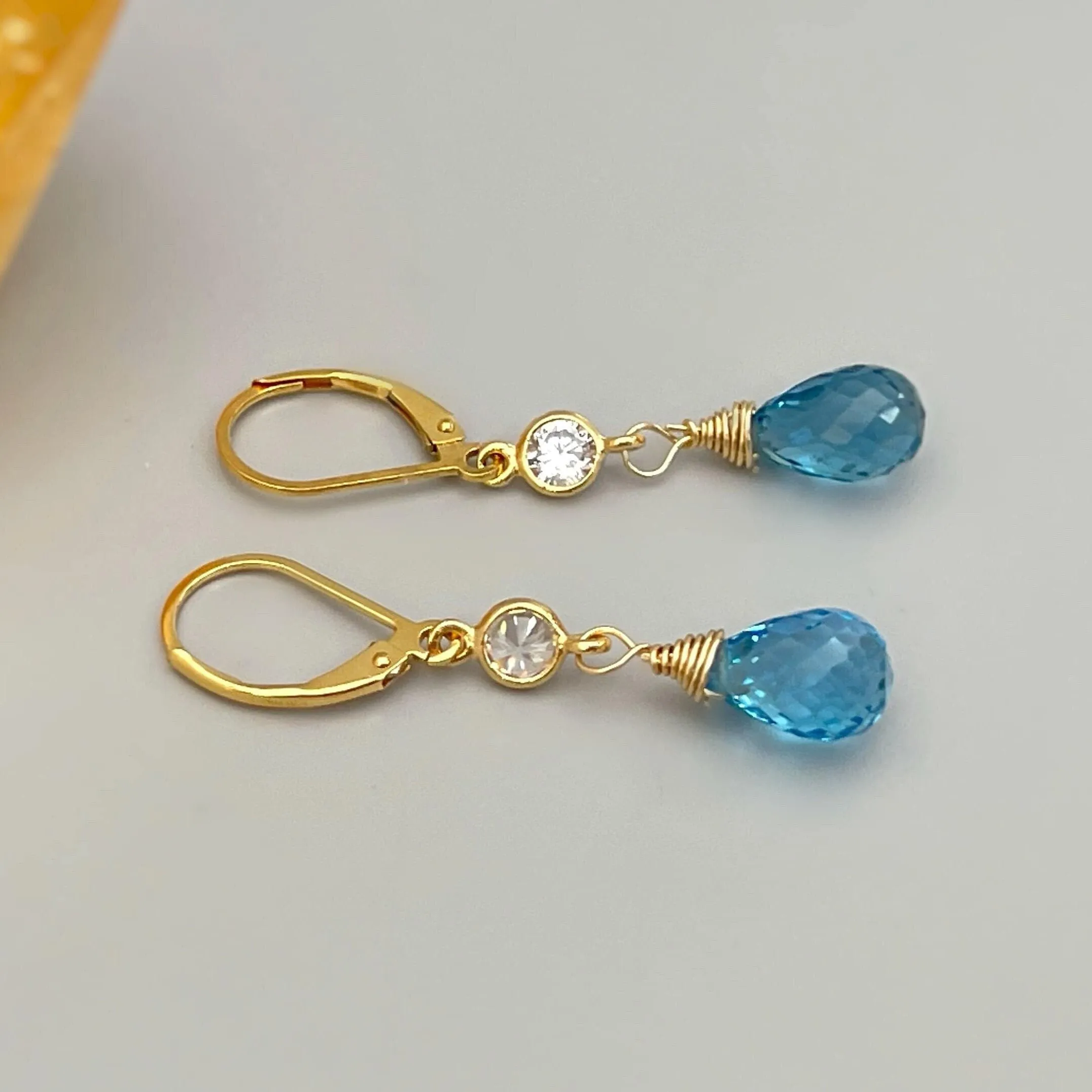 Swiss Blue Topaz earrings dangle