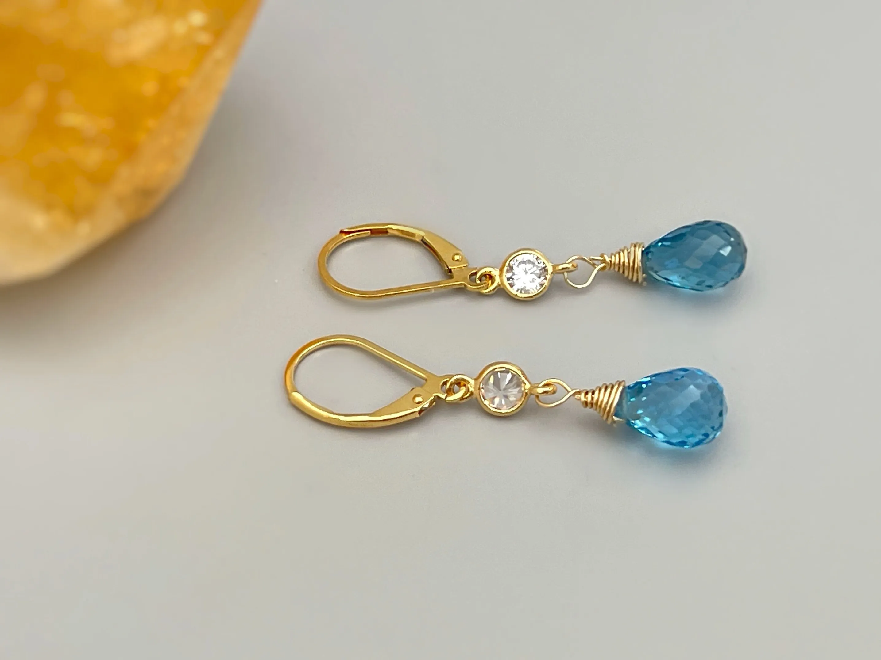 Swiss Blue Topaz earrings dangle