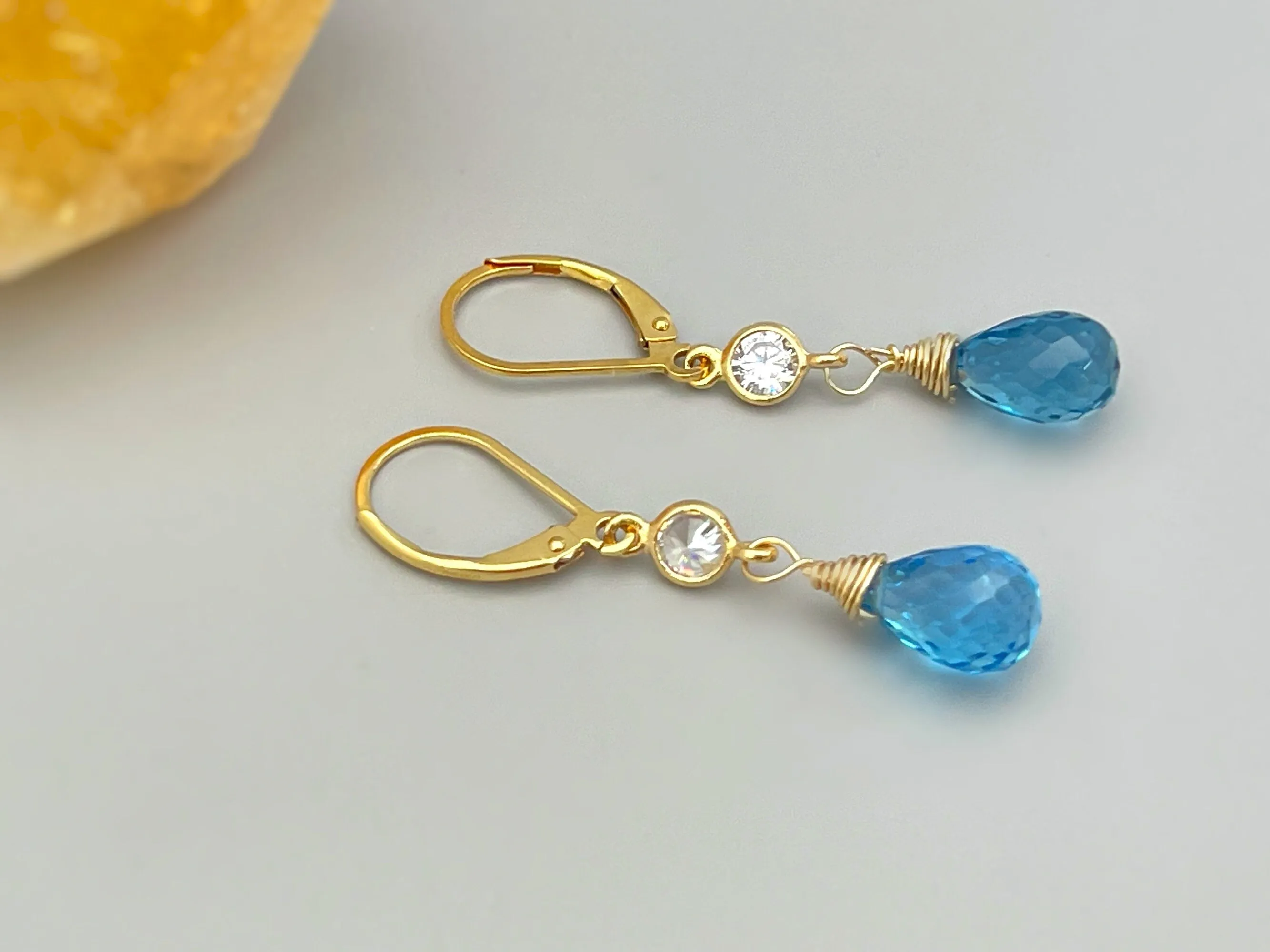 Swiss Blue Topaz earrings dangle