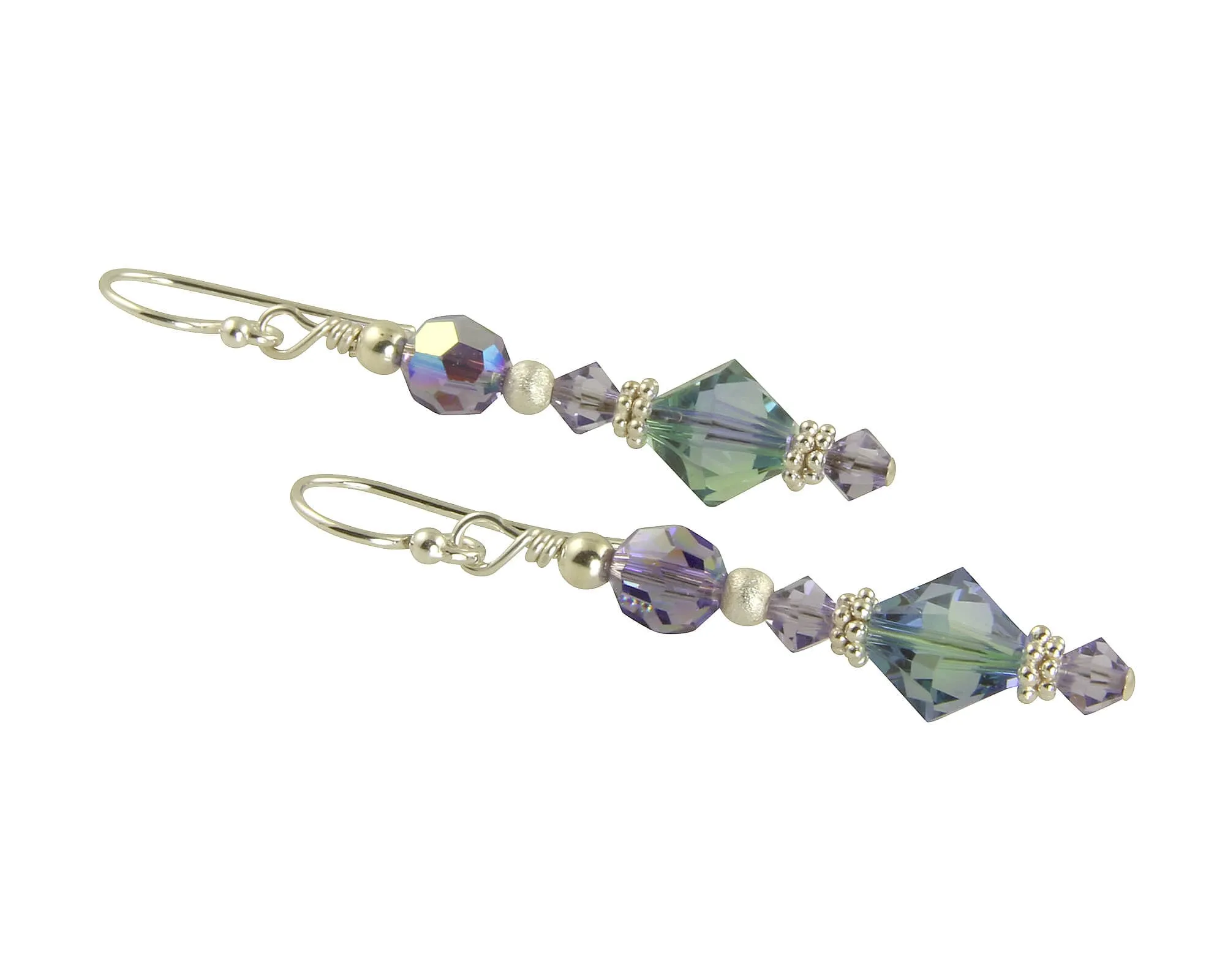 Tanzanite Green Crystal Beaded Earrings