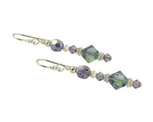 Tanzanite Green Crystal Beaded Earrings