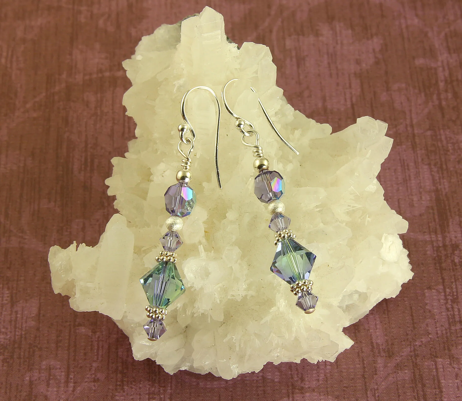 Tanzanite Green Crystal Beaded Earrings