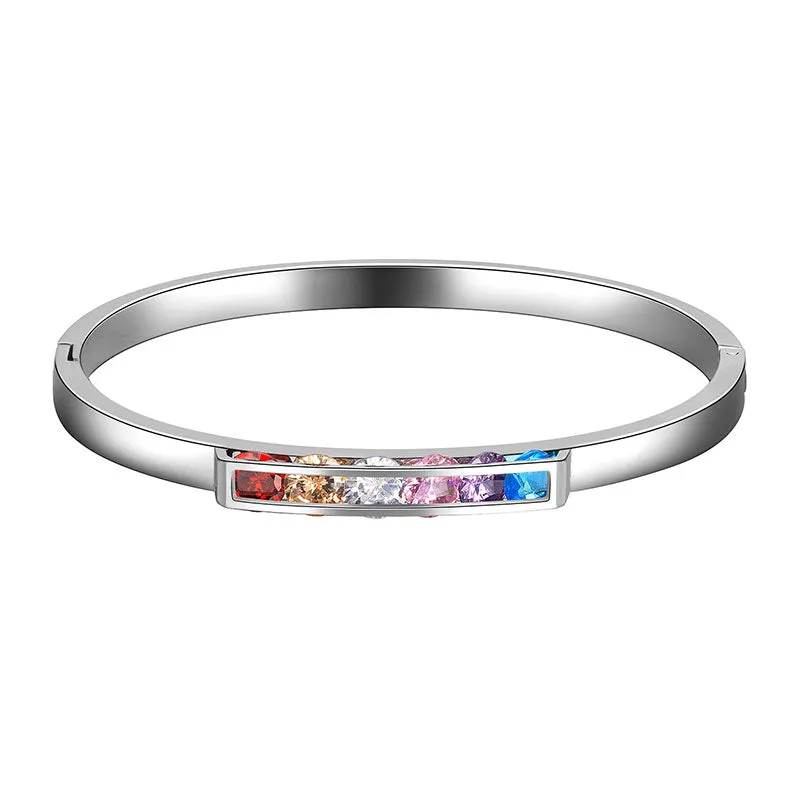 Tokyo Mart LGBT Rainbow Bangles Bracelet Cuff Pride Jewelry for Men Women Stainless Steel