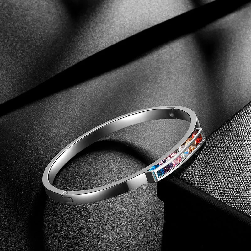 Tokyo Mart LGBT Rainbow Bangles Bracelet Cuff Pride Jewelry for Men Women Stainless Steel