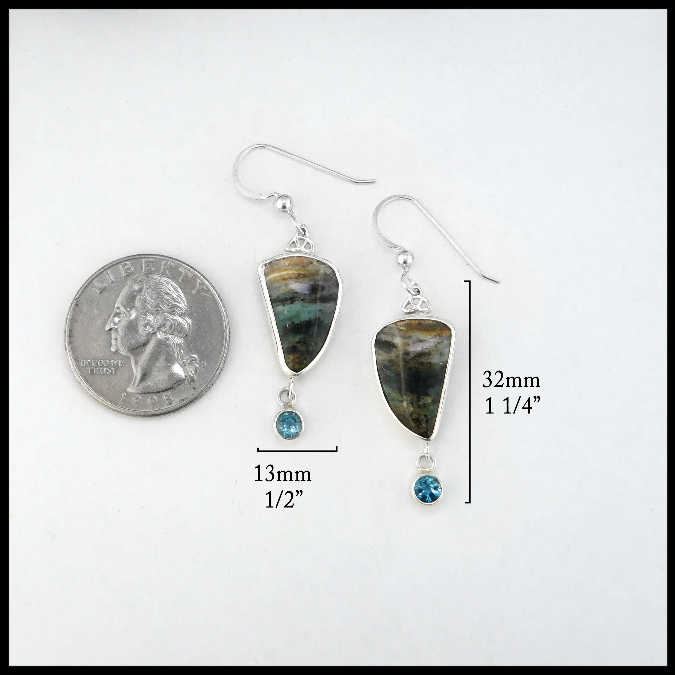 Trinity Drop Earrings with Peruvian Opal