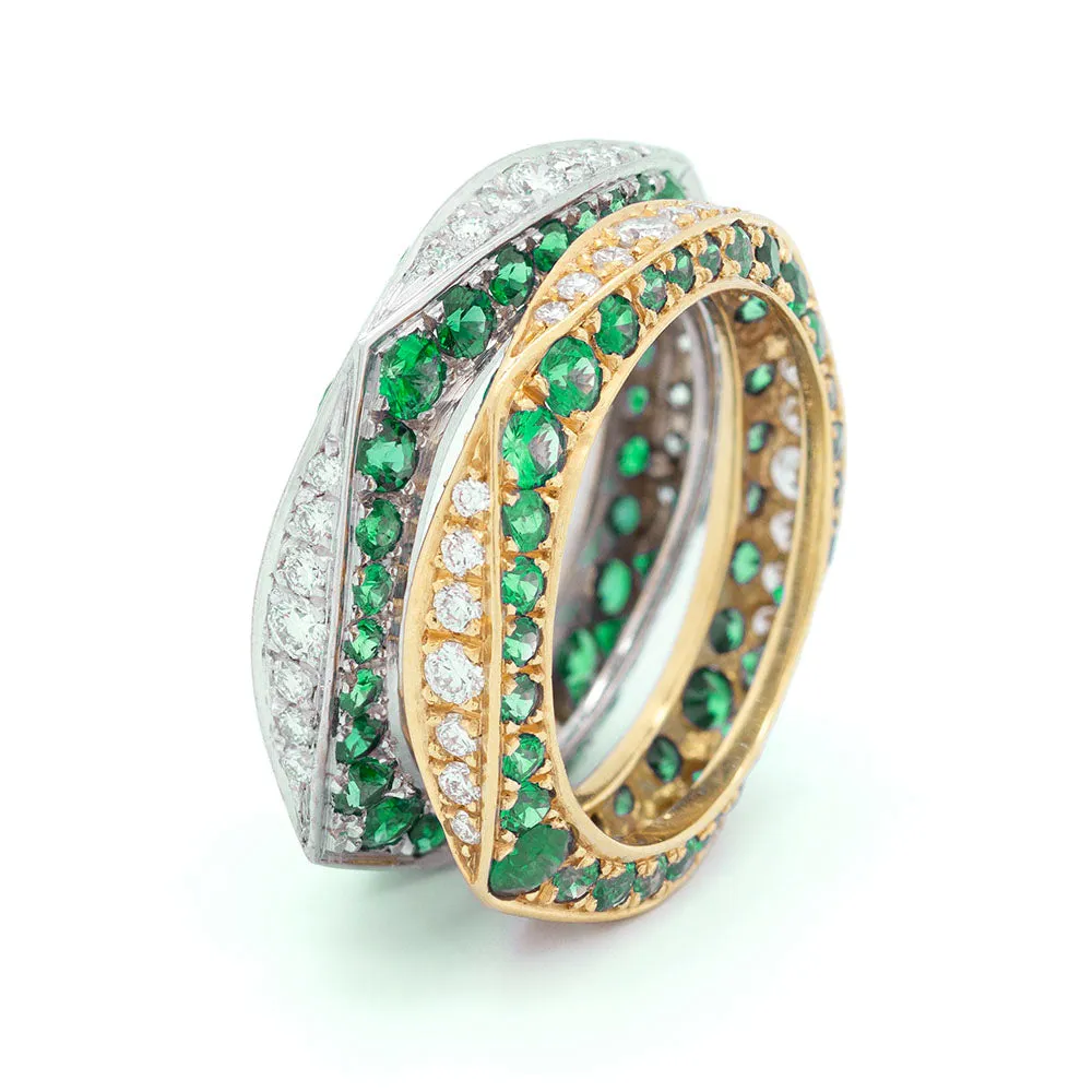 Tsavorite & Diamond Keshet Ring In White Gold