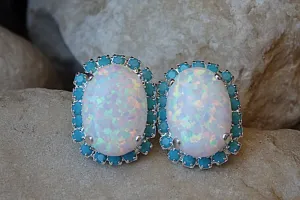 Turquoise Opal Silver Earrings