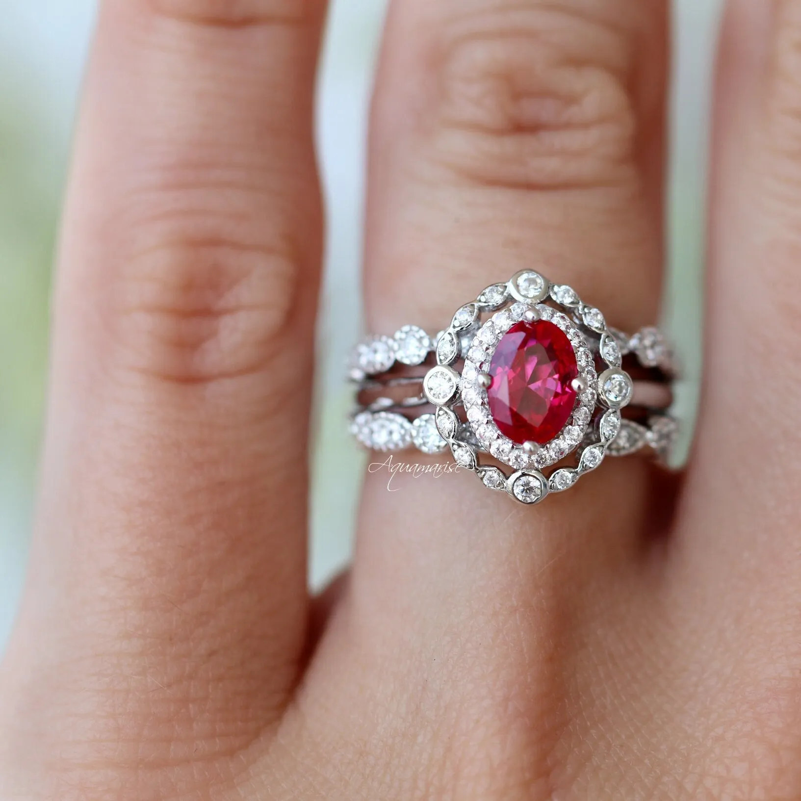 Valentina Ruby Ring- Sterling Silver