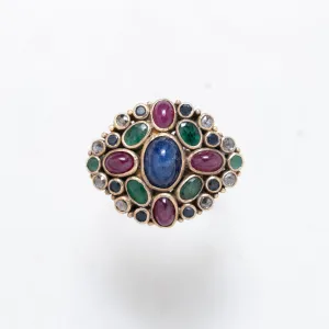 Vintage Ruby, Sapphire, Enamel, and Diamond Ring