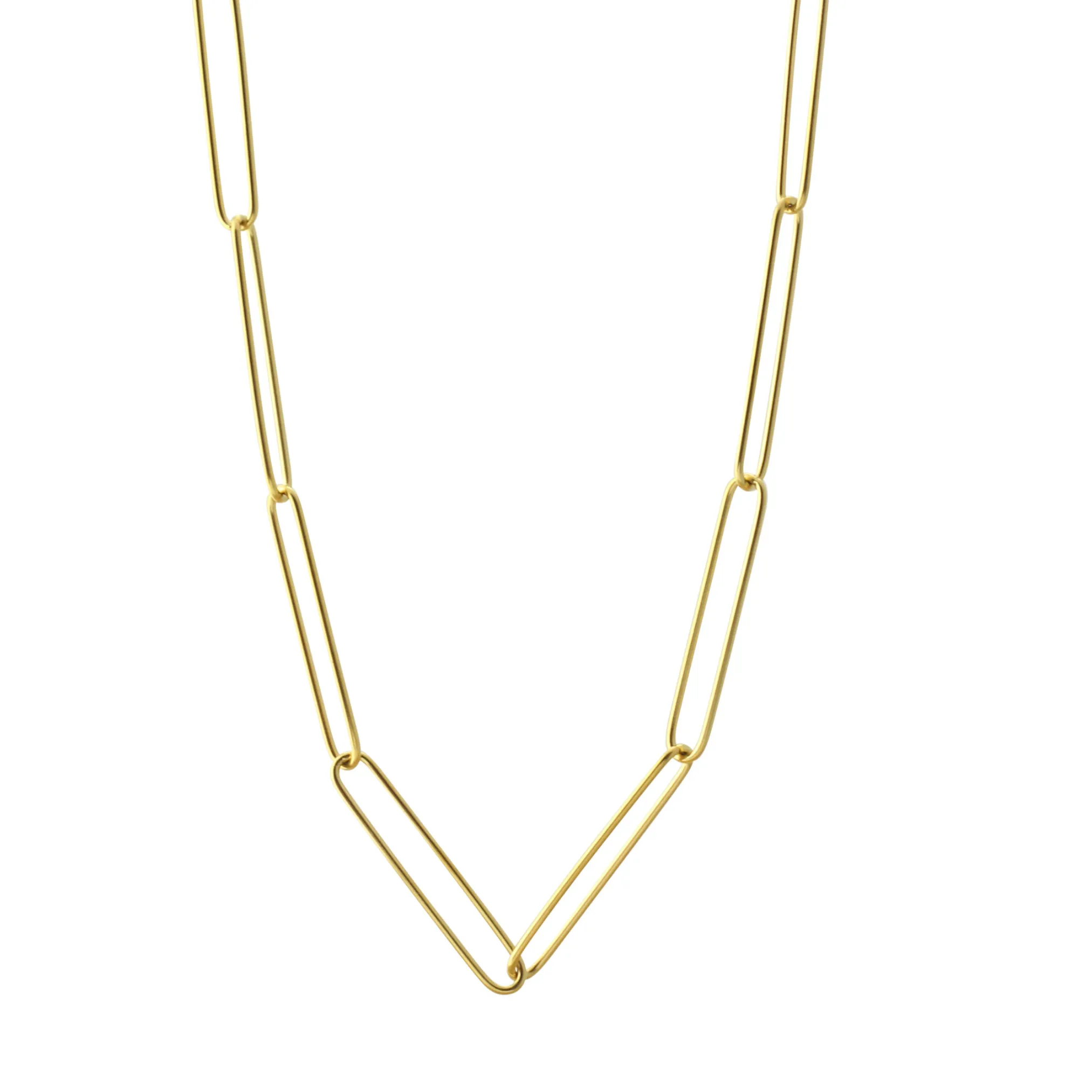 Waterproof "Imperméable” Long Paperclip Chain Necklace - Gold