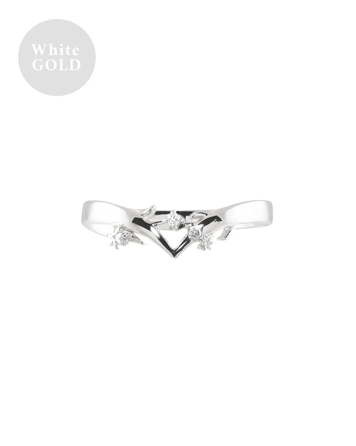 White Gold Lovelace Wishbone Ring