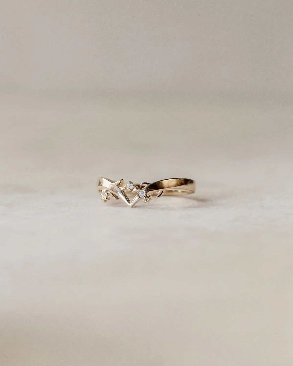 White Gold Lovelace Wishbone Ring