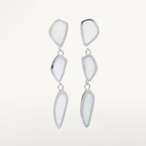 White Opal 925 Sterling Silver Dangly Earrings with Stud Backing