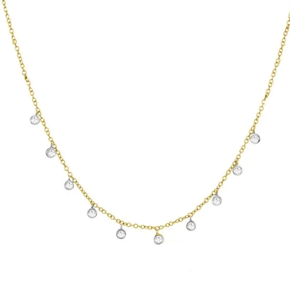 Yellow Gold Necklace with 10 Bezel Set Diamonds